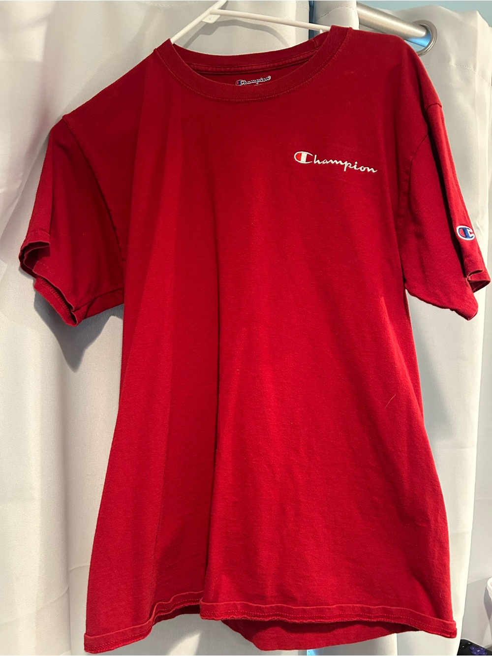 Champion Women’s Red Short Sleeve Tee with White Logo